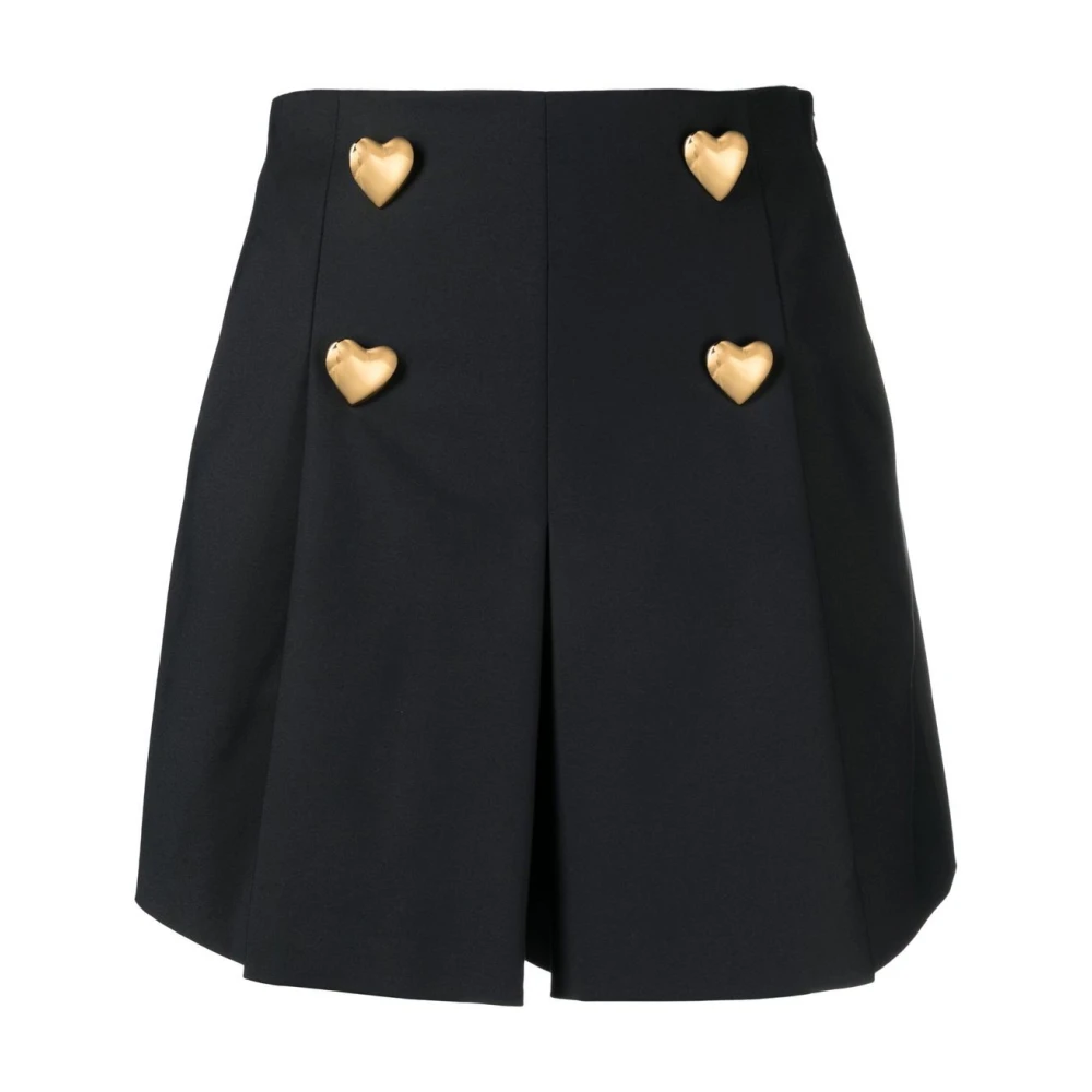 Sorte Flare Shorts med Hjerteformede Knapper | Moschino | Dame | Miinto.dk