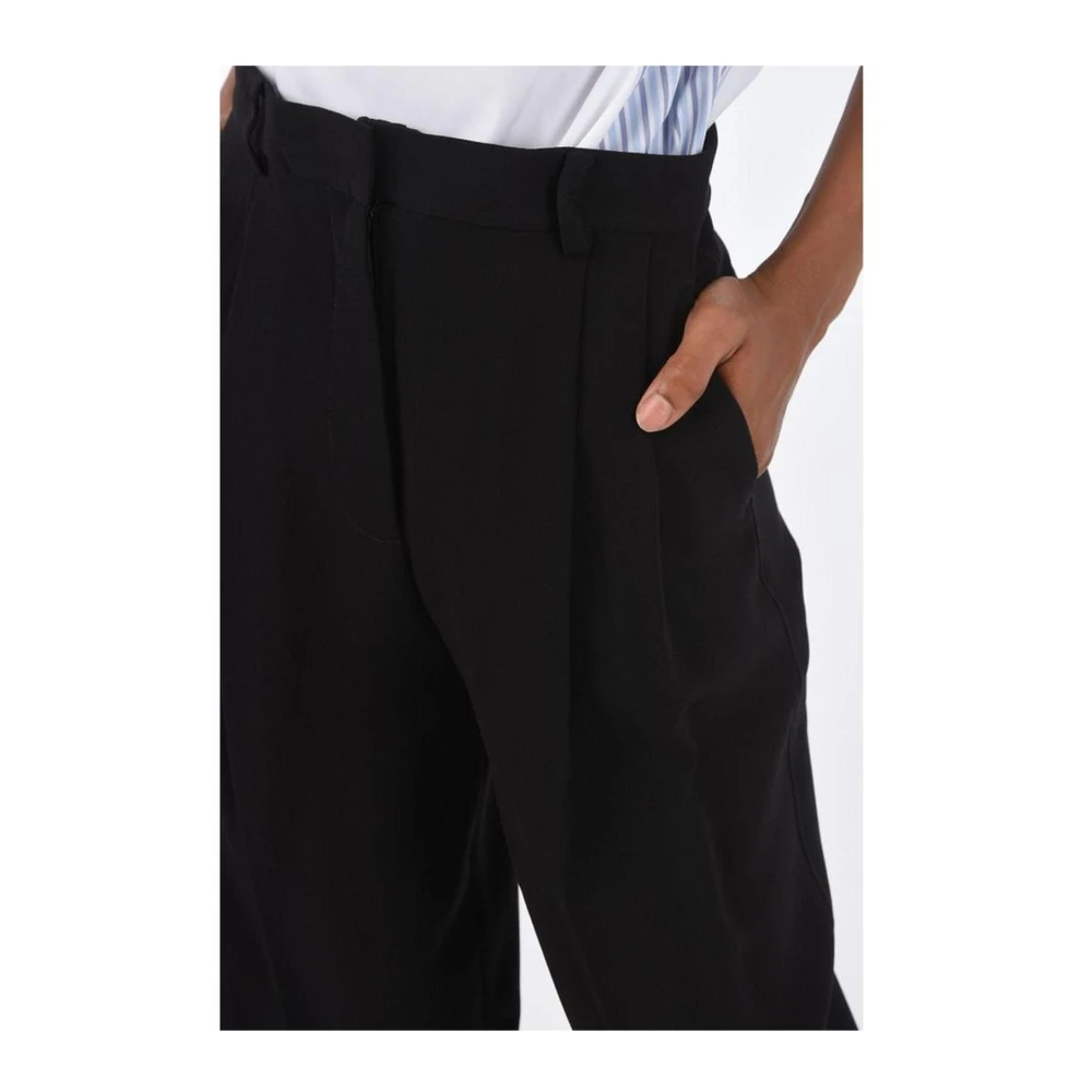 TORY BURCH Elegante Zwarte Plooibroek Black Dames