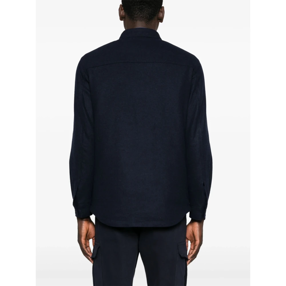 Hugo Boss Wollen blend overhemdjasje met knopen Blue Heren