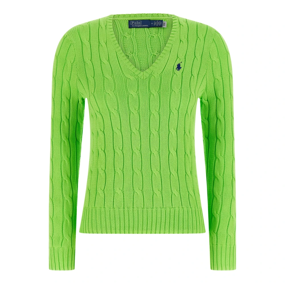 Polo Ralph Lauren Women's Green V-Neck Knitwear, M, Kimberly Jumper