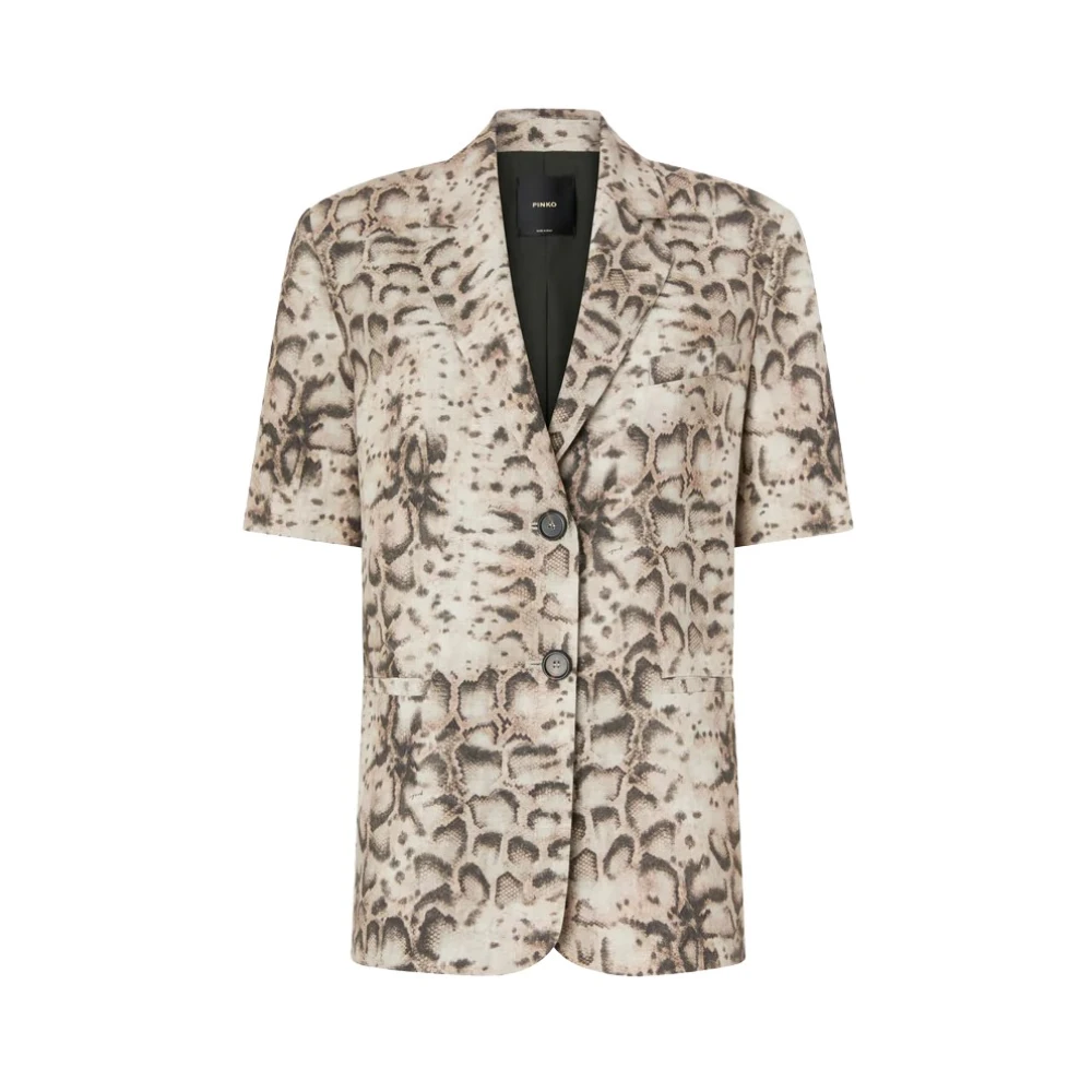 Pinko Chaqueta De Manga Corta Con Estampado De Serpiente Jackets Mujer Beige L
