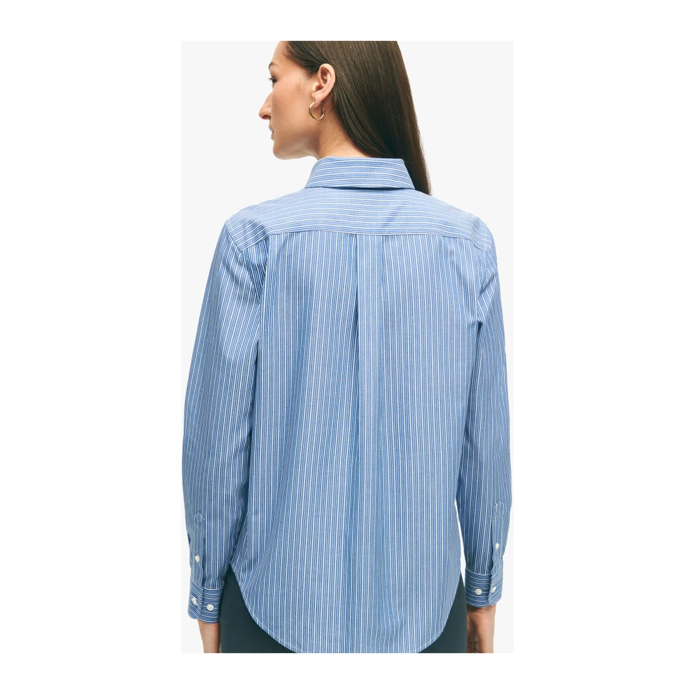 Brooks Brothers Stretch Supima katoenen overhemd met knoop-down kraag kreukvrij Blue Dames