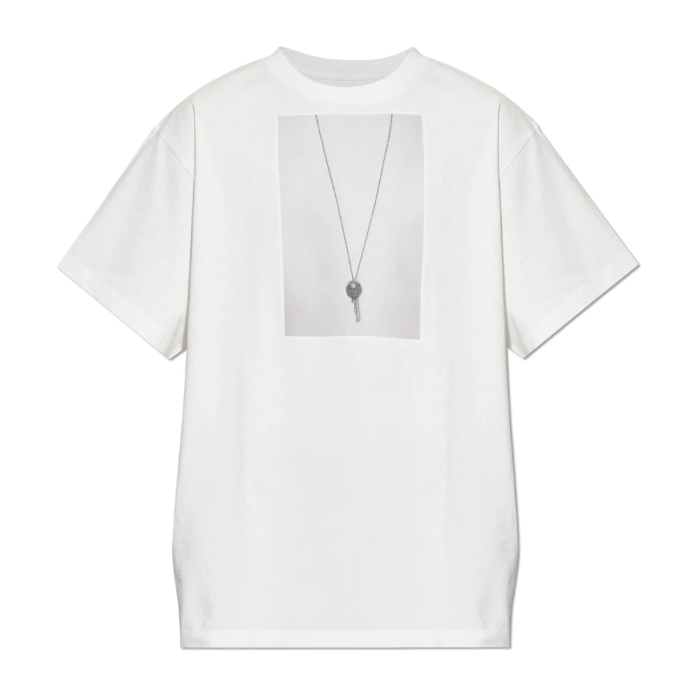 Mm6 Maison Margiela Men's White Printed Cotton Jersey T-Shirt - T-Shirts - Xl - Tops
