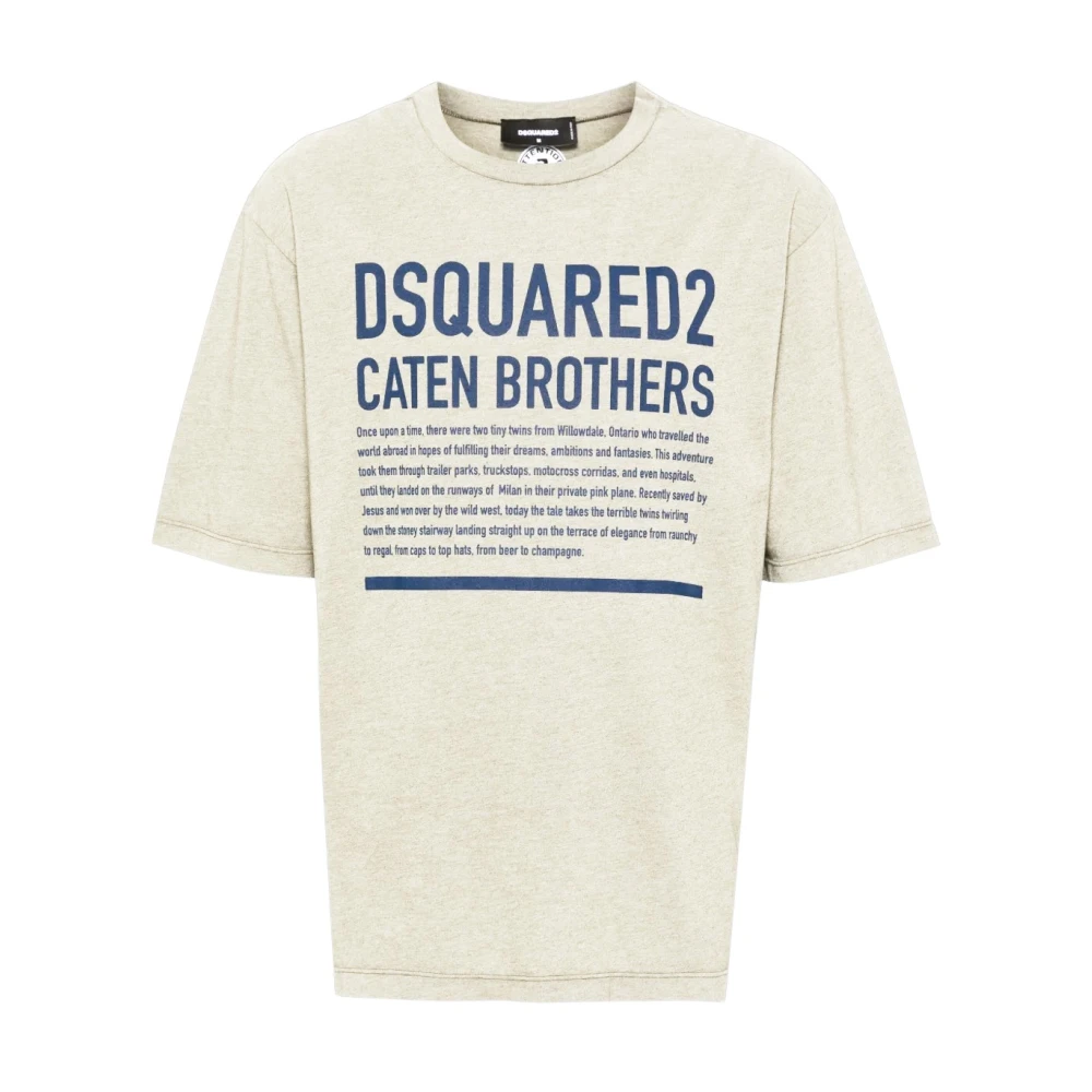 Dsquared2 Beige T-Shirts, Male, L, Loose Fit Logo T-Shirt