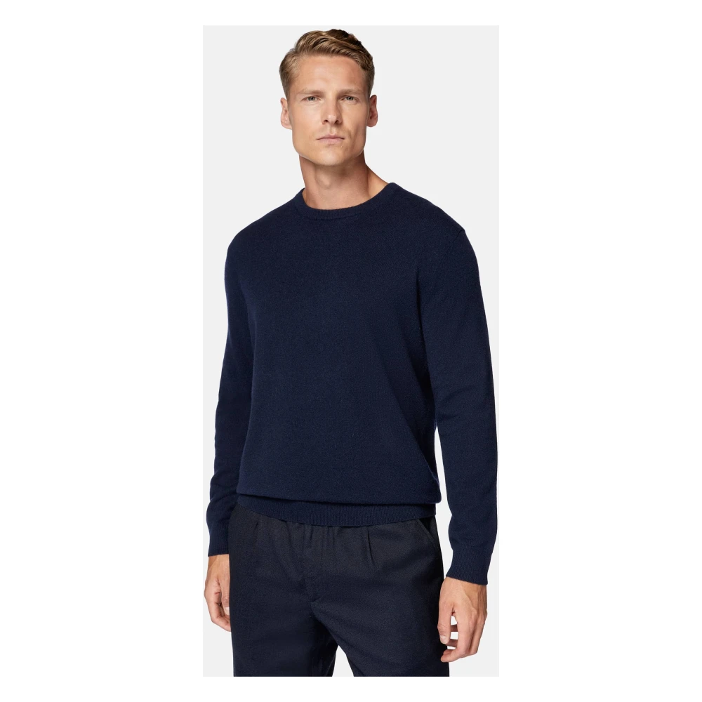 Boggi Milano Crew Neck Jumper in Kasjmier Blue Heren