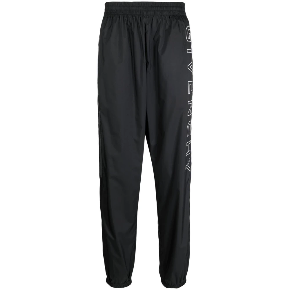 Givenchy Men's Black Sweatpants, M, Embroidered-Logo Track Trousers