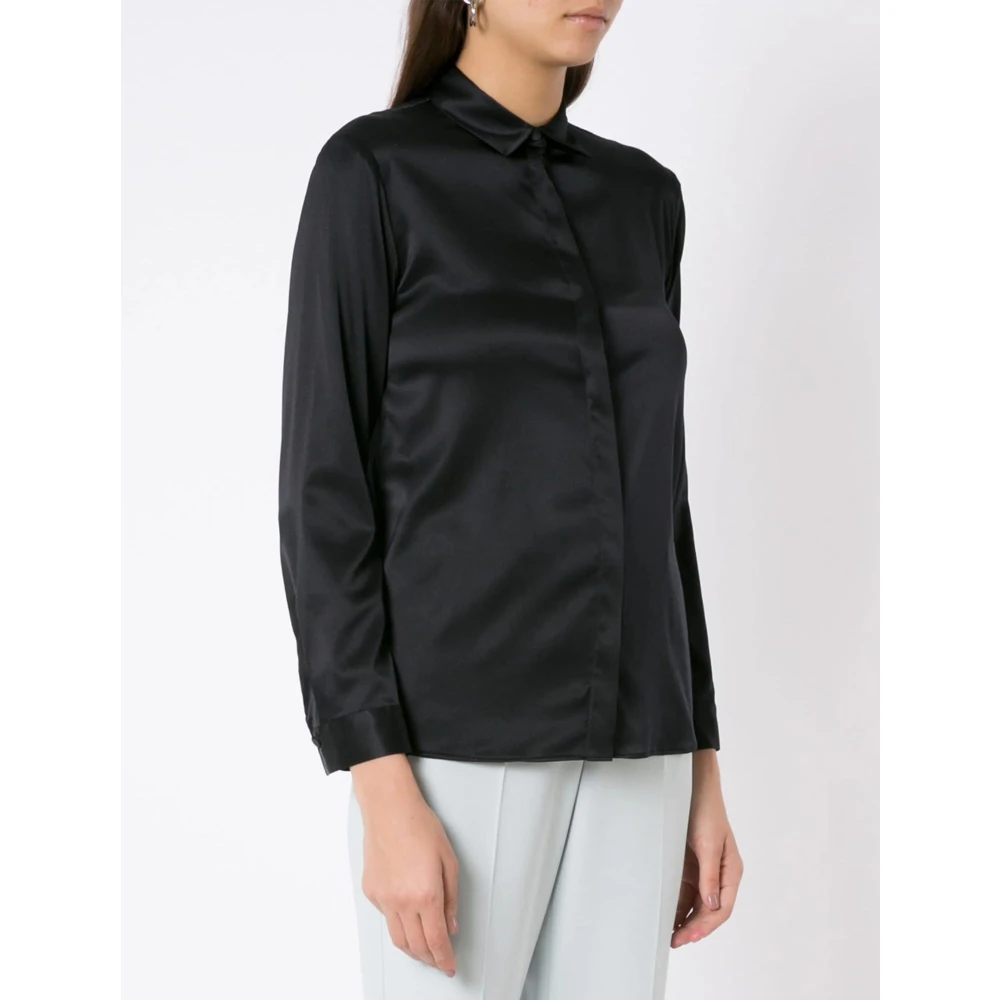 Emporio Armani Klassieke Button-Up Shirt Zwart Black Dames