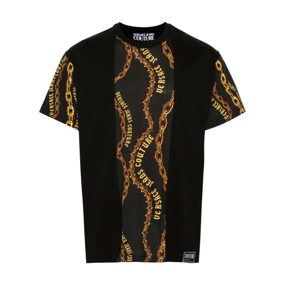 Versace Jeans Couture Zwart Logo Print Crew Neck T-shirt Black Heren