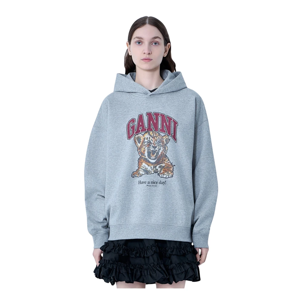 Ganni Donna Grigio Logo Sweatshirt - Immagine 2