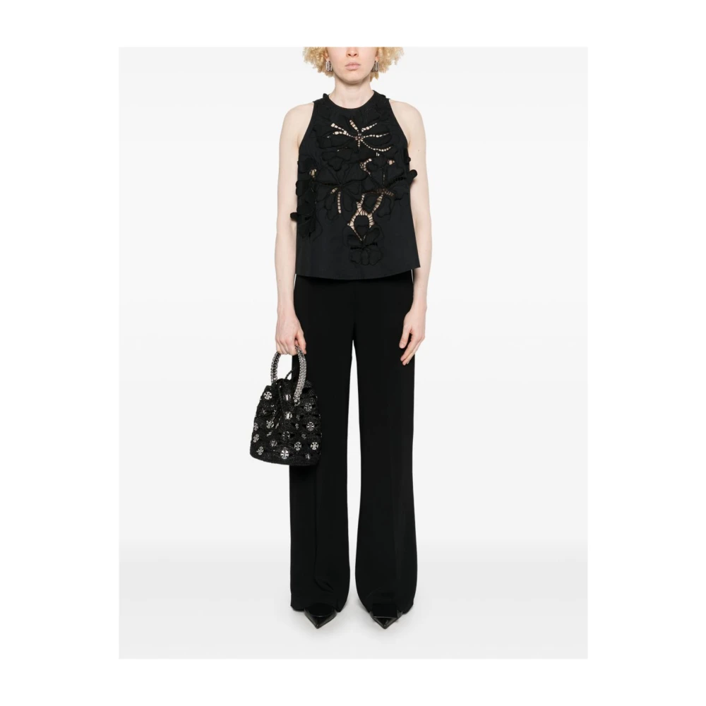 Forte Zwarte Top met Sleutelgatdetail Black Dames