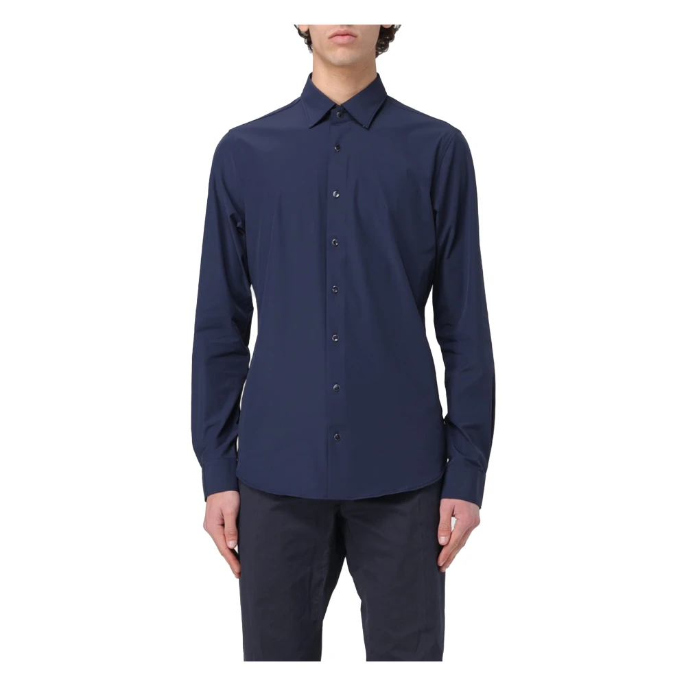 Michael Kors Men's Blue Performance Stretch Slim Shirt