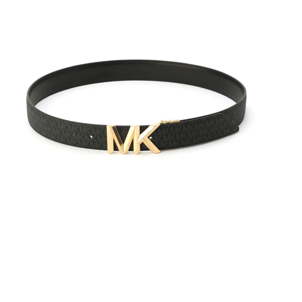 Michael Kors Women's Black Belts, S, Reversible Monogram Belt With Mk Buckle