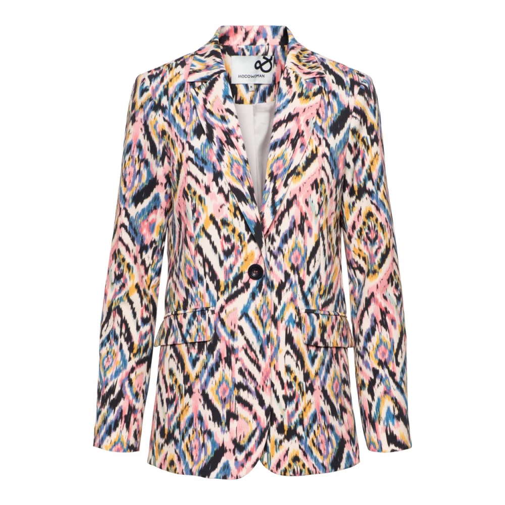 &Co Woman Lange Gewatteerde Blazer Multicolor Dames