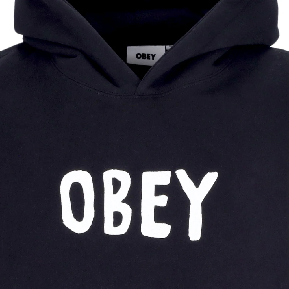 Obey Premium Hoodie met Capuchon van Fleece Zwart Heren Hoodie Black Heren