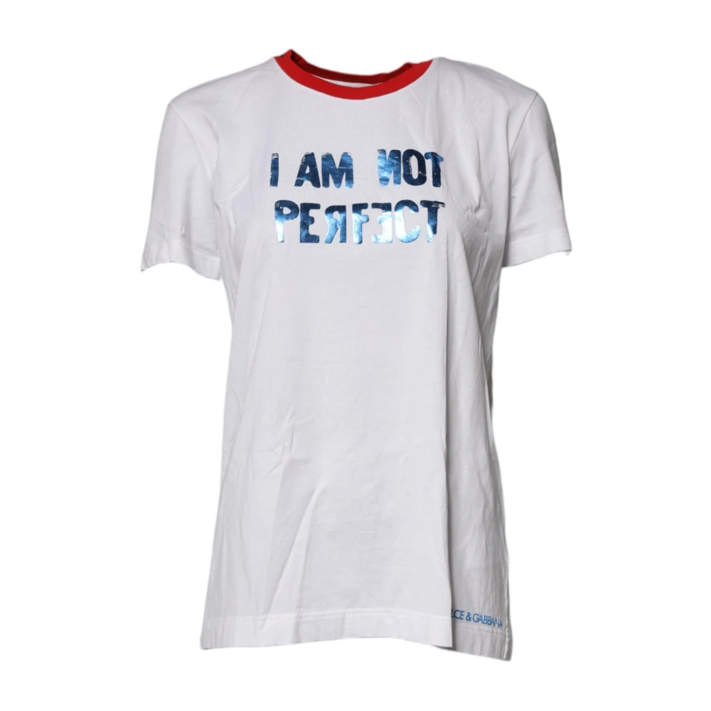 Dolce & Gabbana Women's White T-Shirts, Xs, Graphic Print T-Shirt