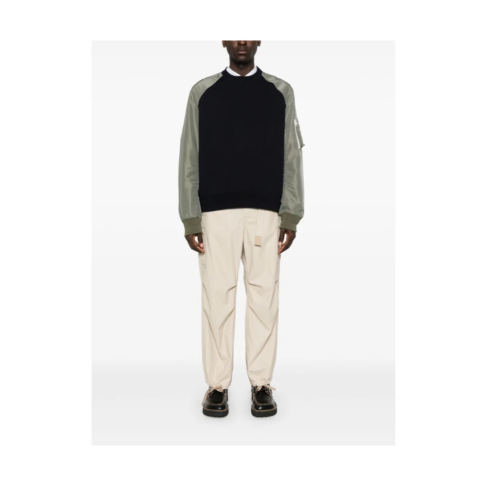 Sacai Navy Blue Crew Neck Sweater Blue Heren