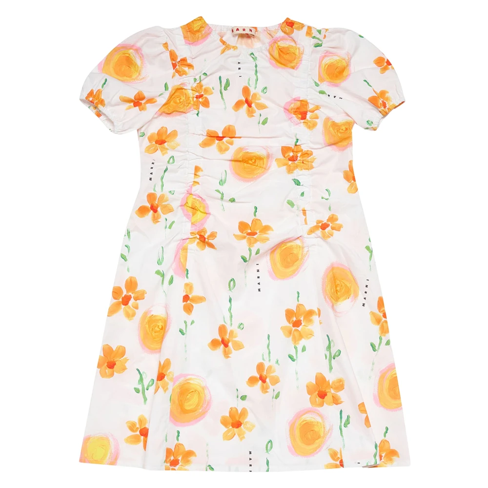 Marni Girls Multicolor Dresses, 10 Y, Flower Print Poplin Dress