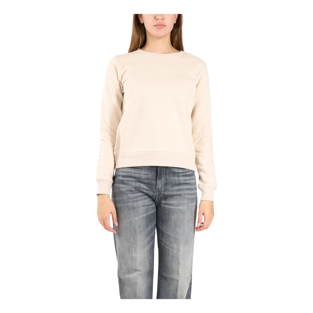 Dondup Geborduurde logo crewneck sweatshirt in katoen Beige Dames