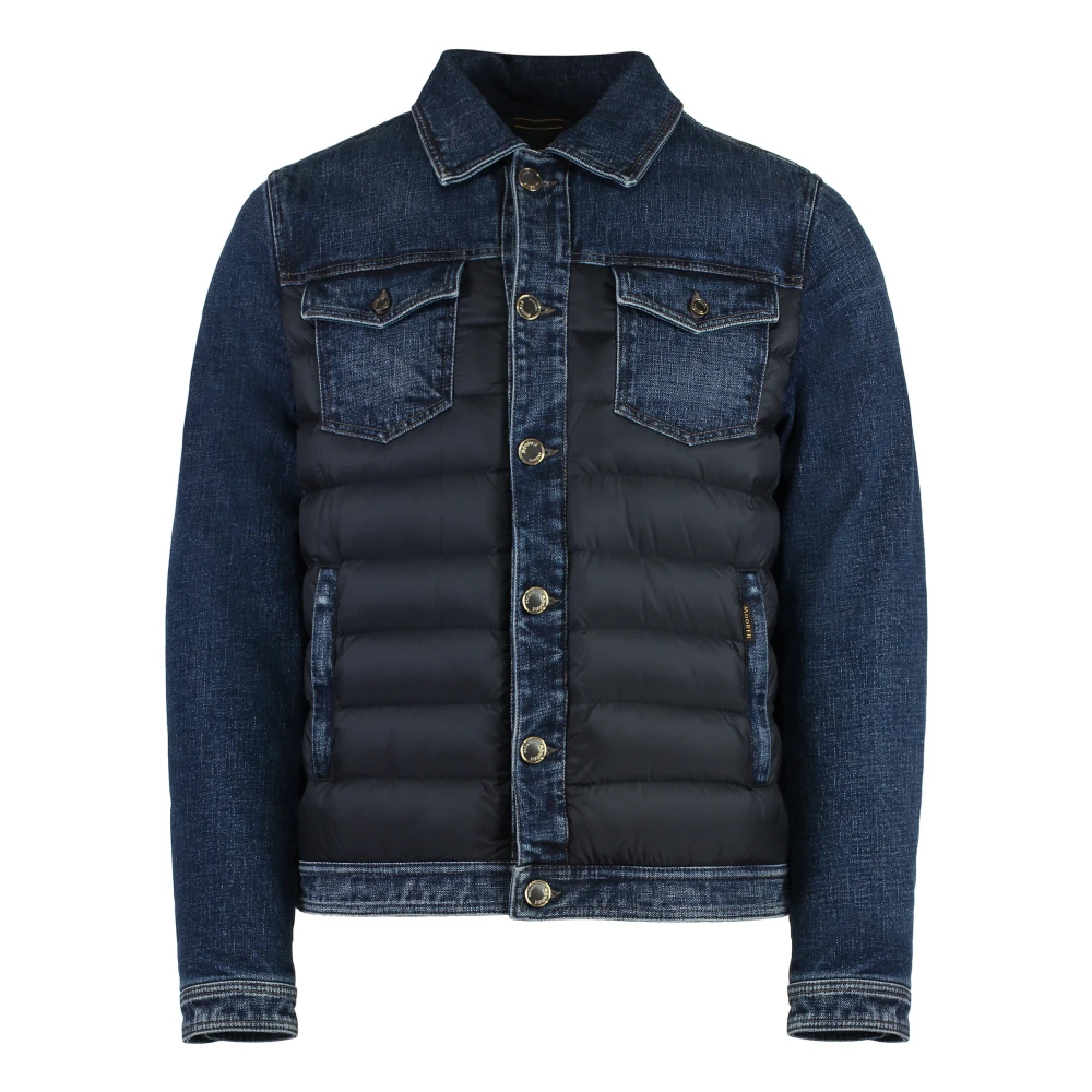 Moorer Denim jack met gewatteerde nylon inzetstukken Blue Heren