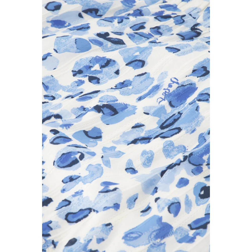 Fabienne Chapot Blauw Print Pofmouw Jurk Blue Dames