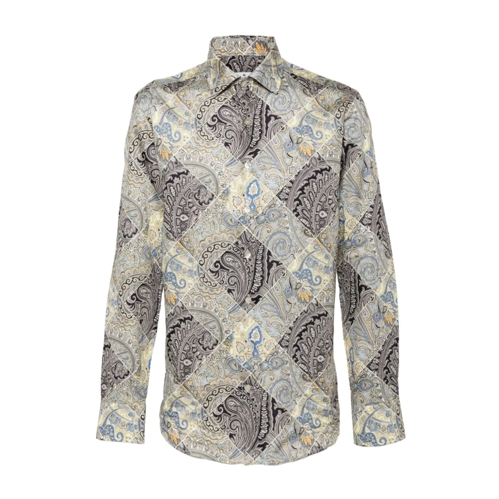 ETRO Blauwe Bedrukte Roma Shirt Multicolor Heren