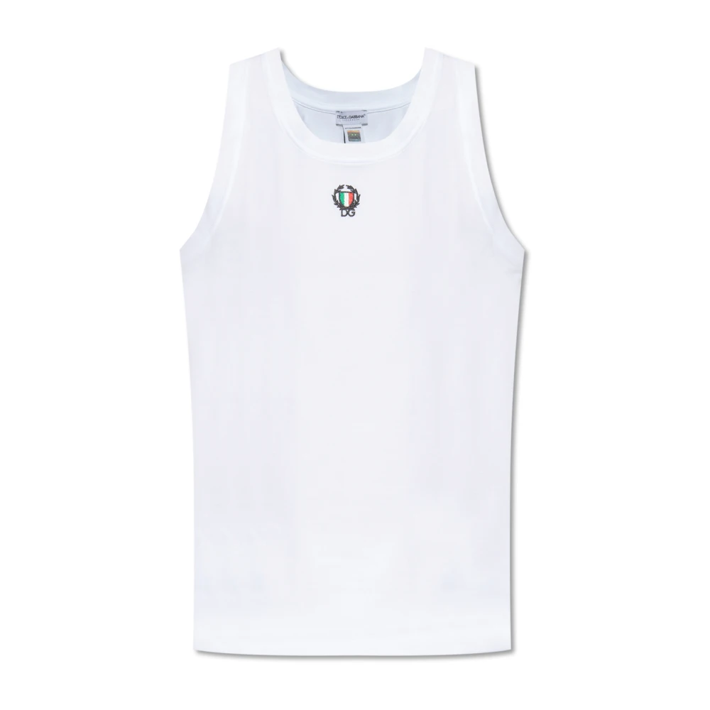 Dolce & Gabbana Mannelijk Wit Tops Heren, L, Mouwloos T-Shirt