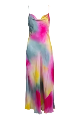 Multifärgad Tye Dye Lång Klänning