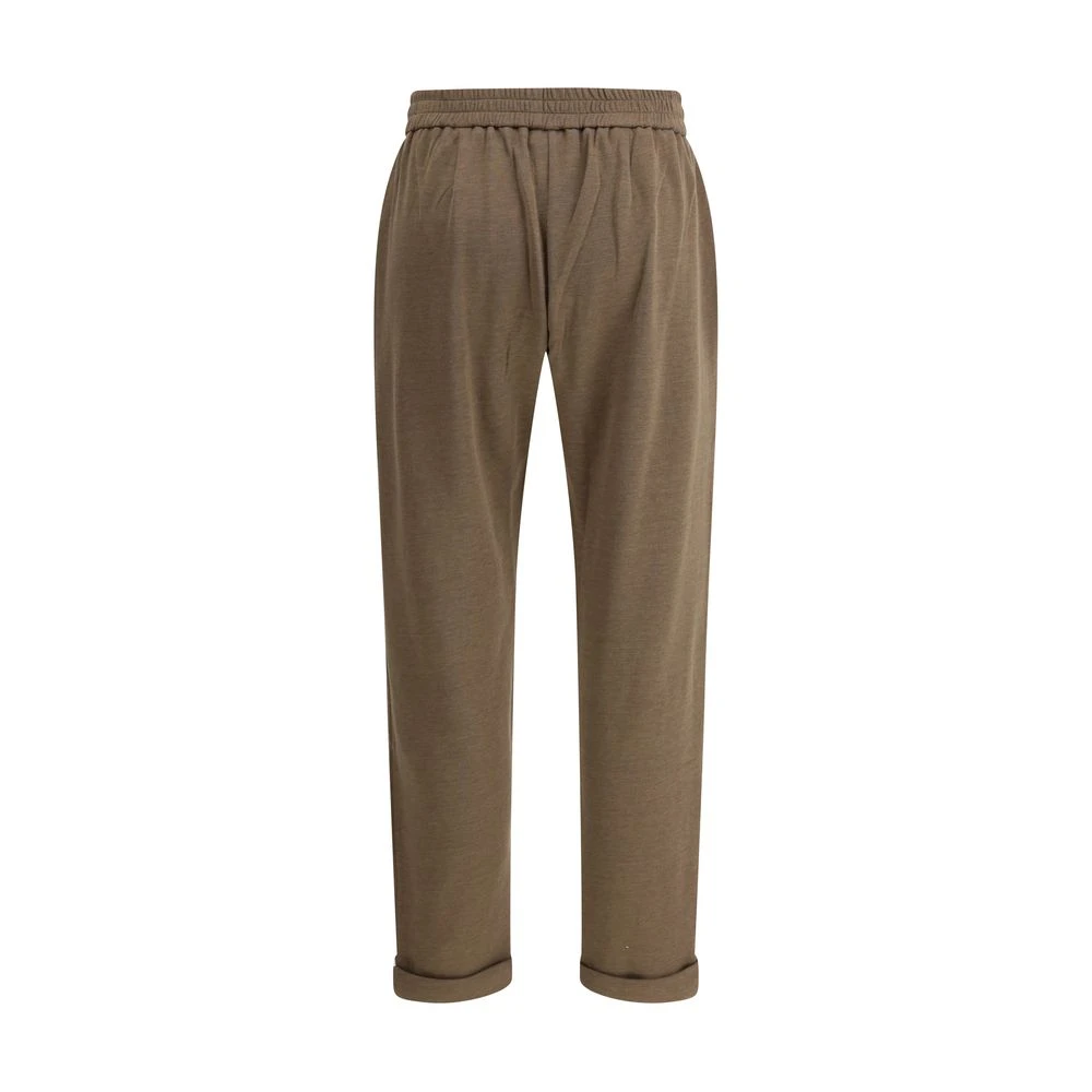 BRUNELLO CUCINELLI Sprankelende Versierde Elastische Broek Brown Dames