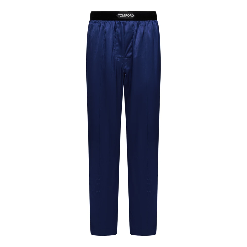 Tom Ford Luxe Blauwe Zijden Broek Blue Heren