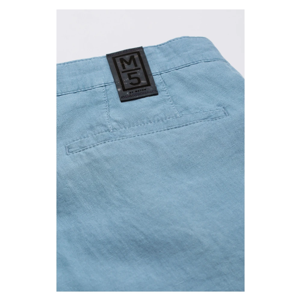 Meyer Geplooide Linnen Chino Broek Blue Heren