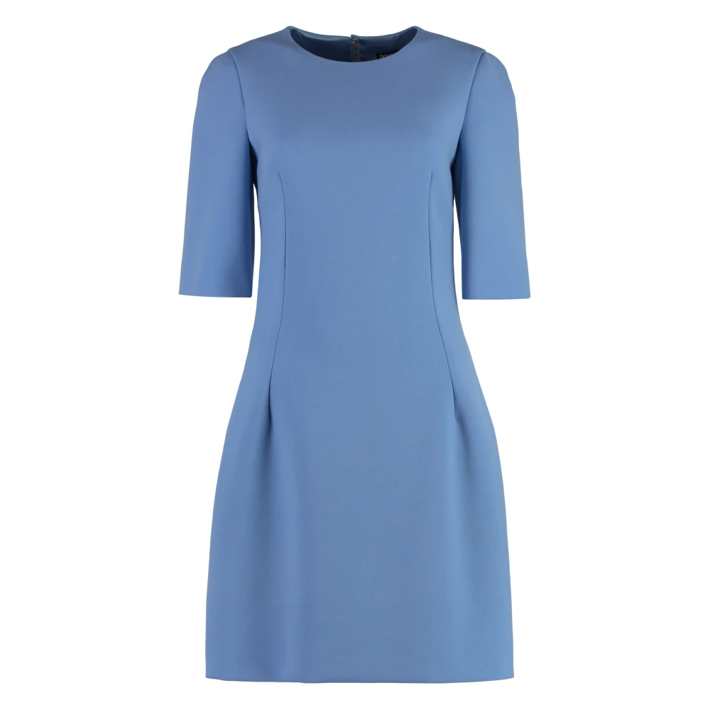 Dolce & Gabbana Elegante Wol Crepe Jurk Blue Dames