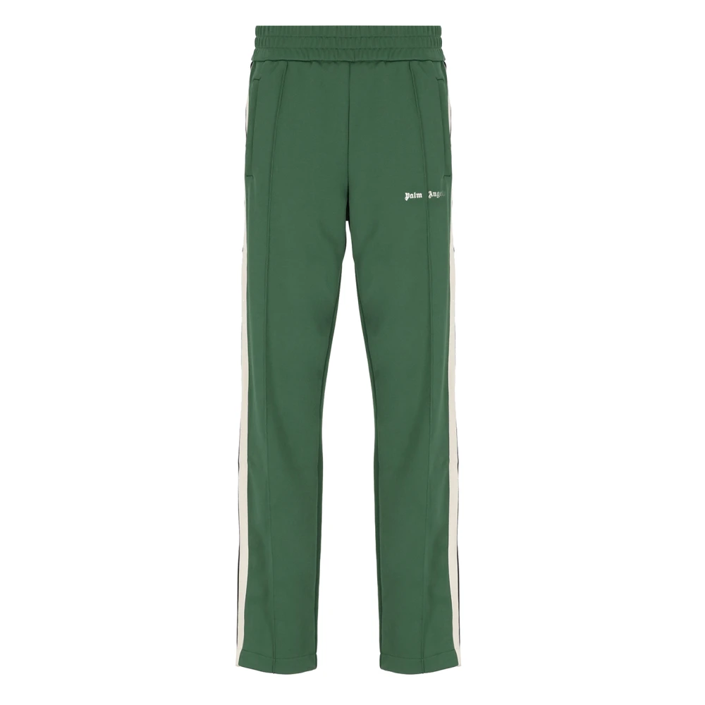 Palm Angels Groene sweatpants met contrasterend logo en banden Green Heren