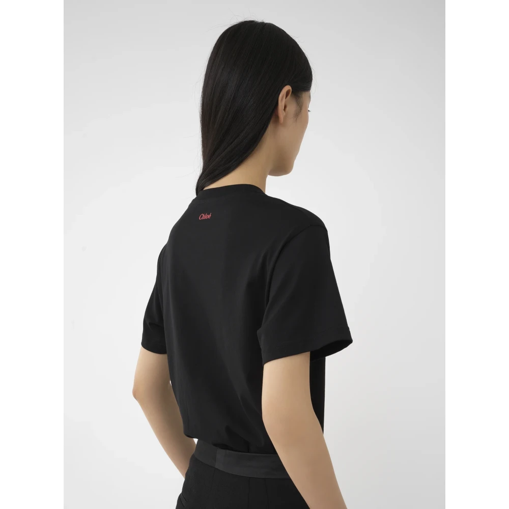 Chloé Geborduurd Sequin Gitaar T-shirt Black Dames