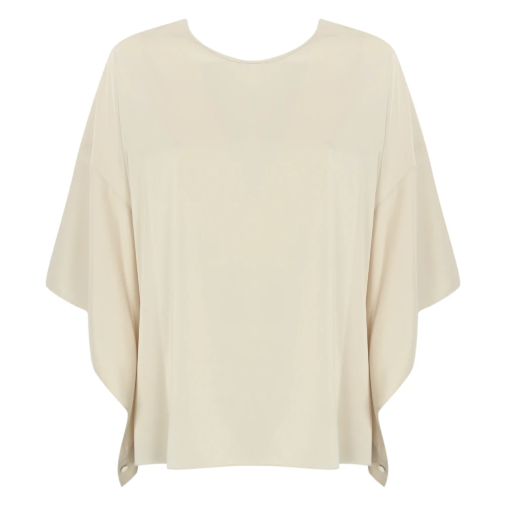 D.Exterior Satijnen Batwing Blouse Off-White Brown Dames