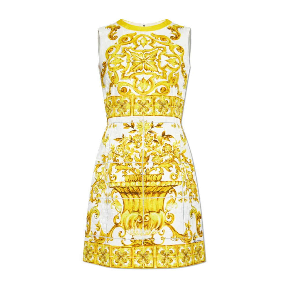 Dolce & Gabbana Jurk met 'Majolica' print Yellow Dames