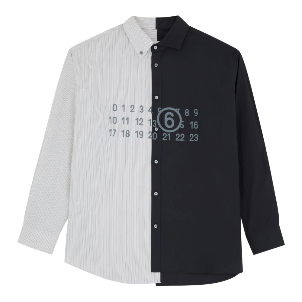 Mm6 Maison Margiela Men's Multicolor Casual Shirts, M, Two-Tone Poplin Shirt