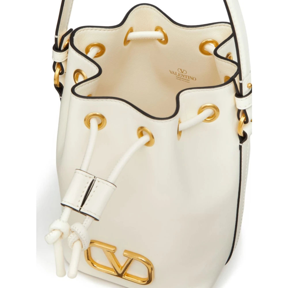 Valentino Garavani Witte Nappa Leren Trekkoord Tas White Dames