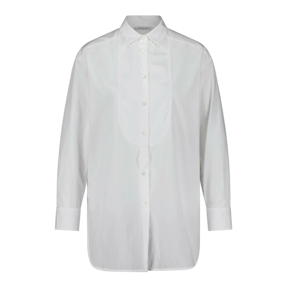 Rosso35 Elegant Blus Klassisk Skjortkrage Knappar Löst Sittande White, Dam