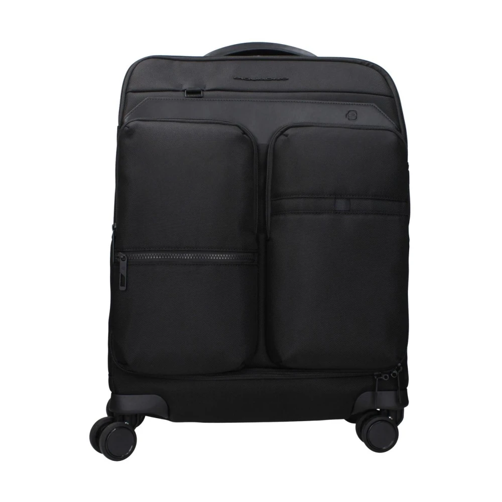 Piquadro Mannelijk Zwart Koffers Heren, One Size, Leer, E Stoffen Bagage Met Tsa-Sluiting