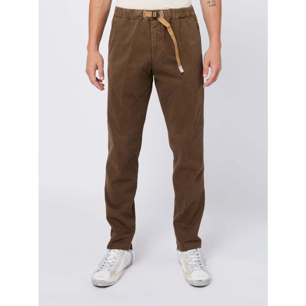 White Sand Bruine Katoenen Riem Broek Brown Heren