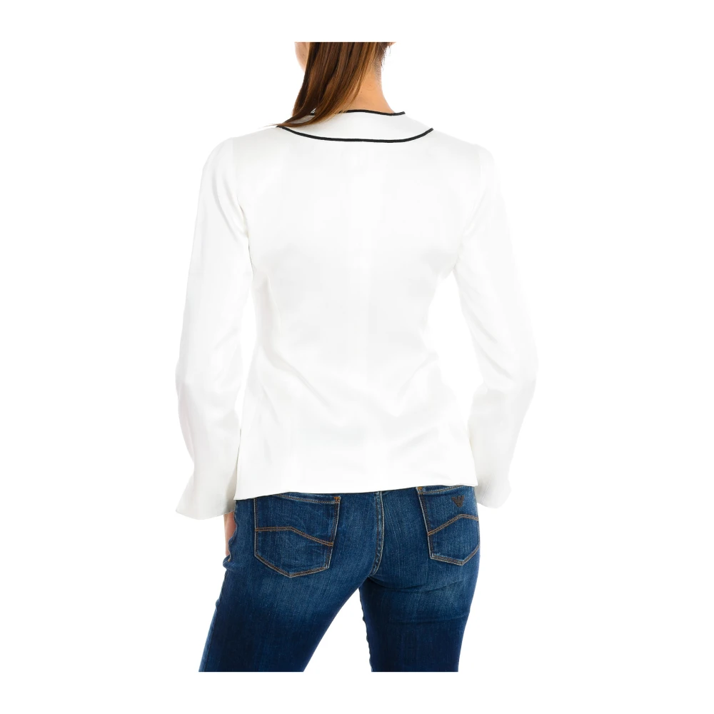 Emporio Armani Elegante Blazer met Unieke Kraag White Dames