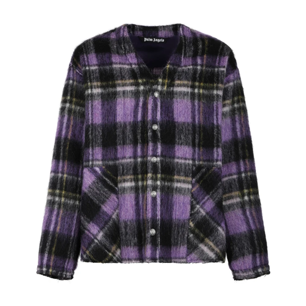 Palm Angels Paarse Geruite Overshirt Jas Purple