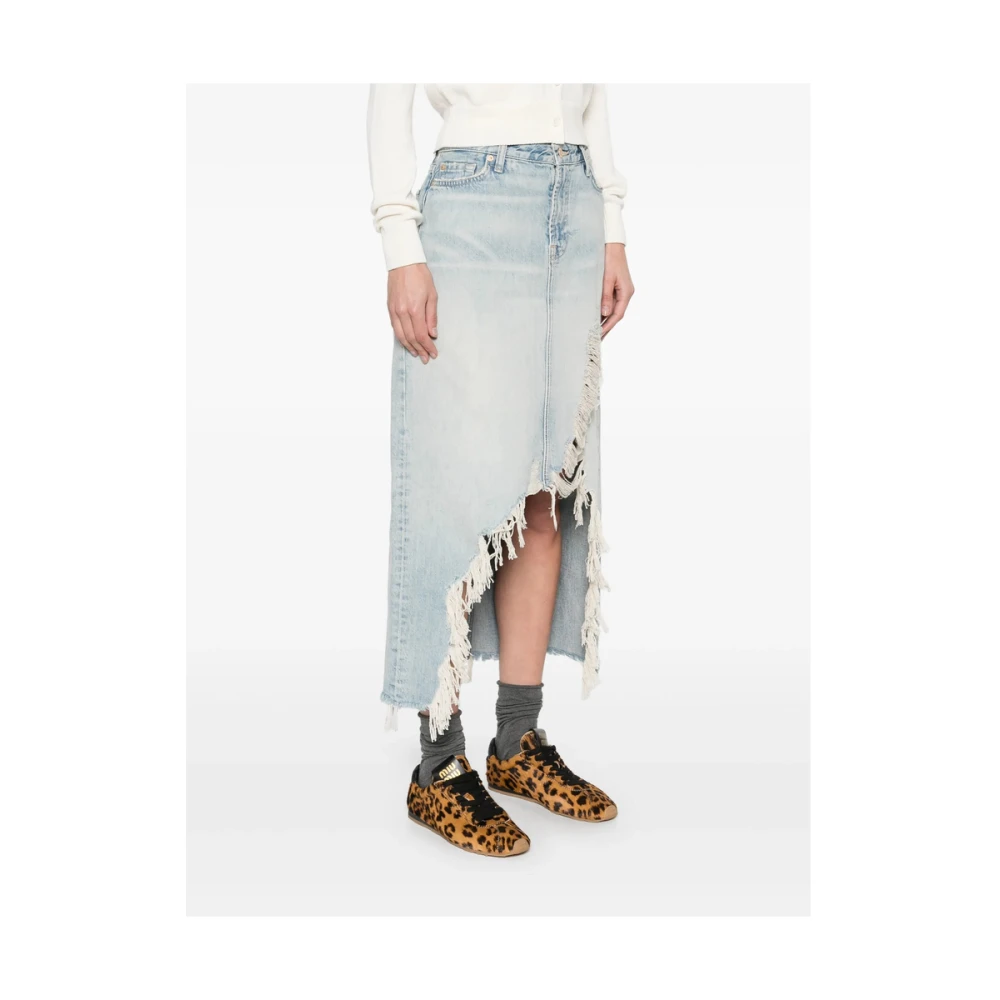 7 For All Mankind Lichtblauwe Ripped Denim Rok Blue Dames