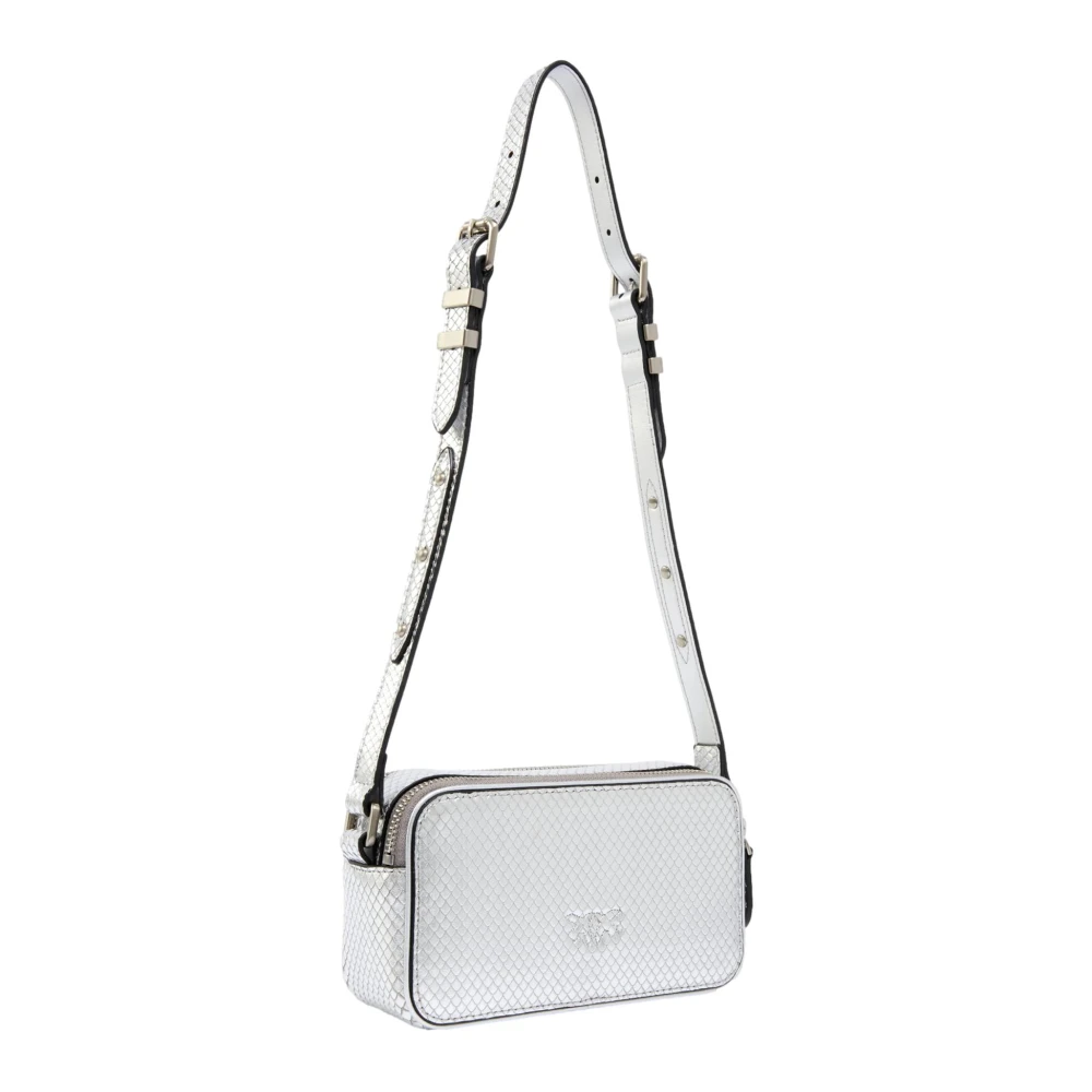pinko Zilveren Gelamineerde Leren Cameratas Gray Dames