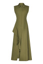 robe-midi-evasee-verte-avec-volant