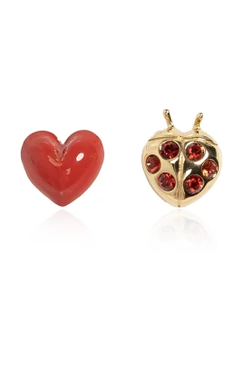Summer Daze Ladybug Asymmetrical Studs