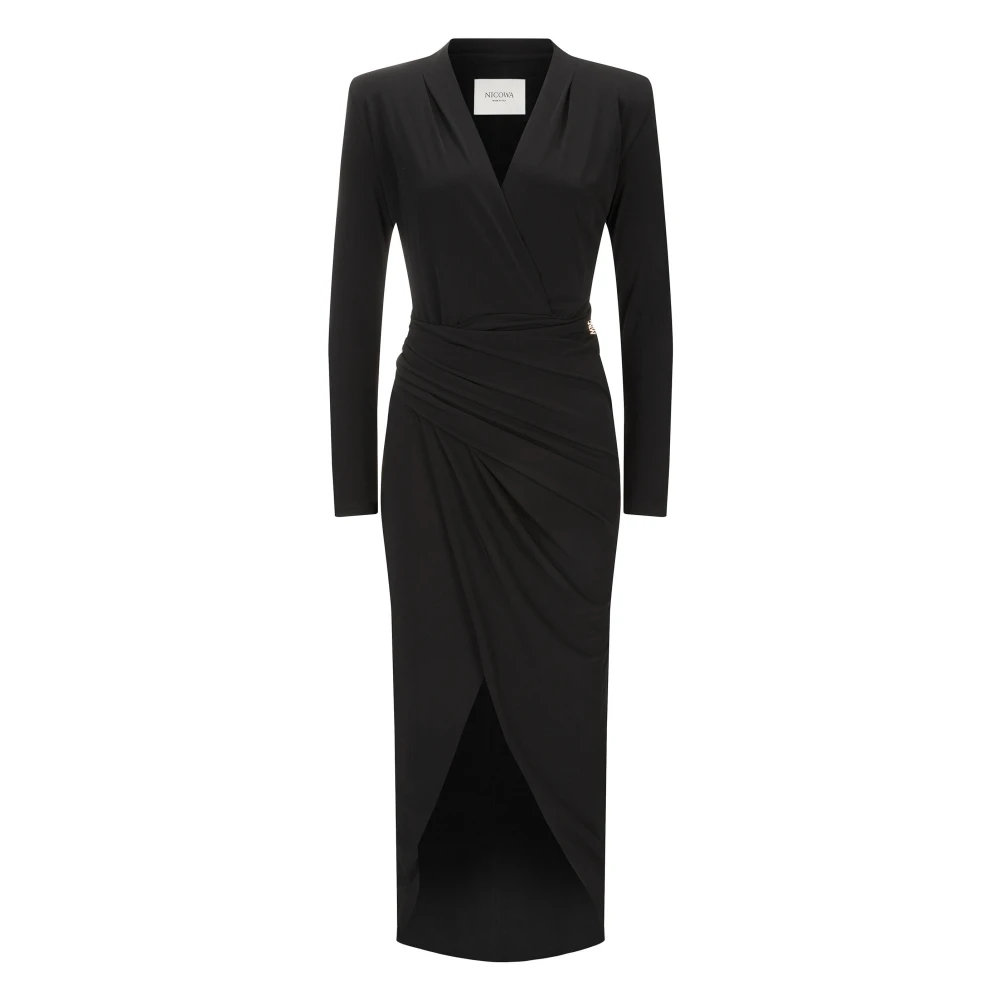 Nicowa Gedrapeerde Midi Jurk Micima Black Dames