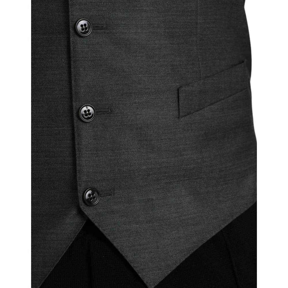 Dolce & Gabbana Grijze Wol Formele Jurk Vest Gray Heren