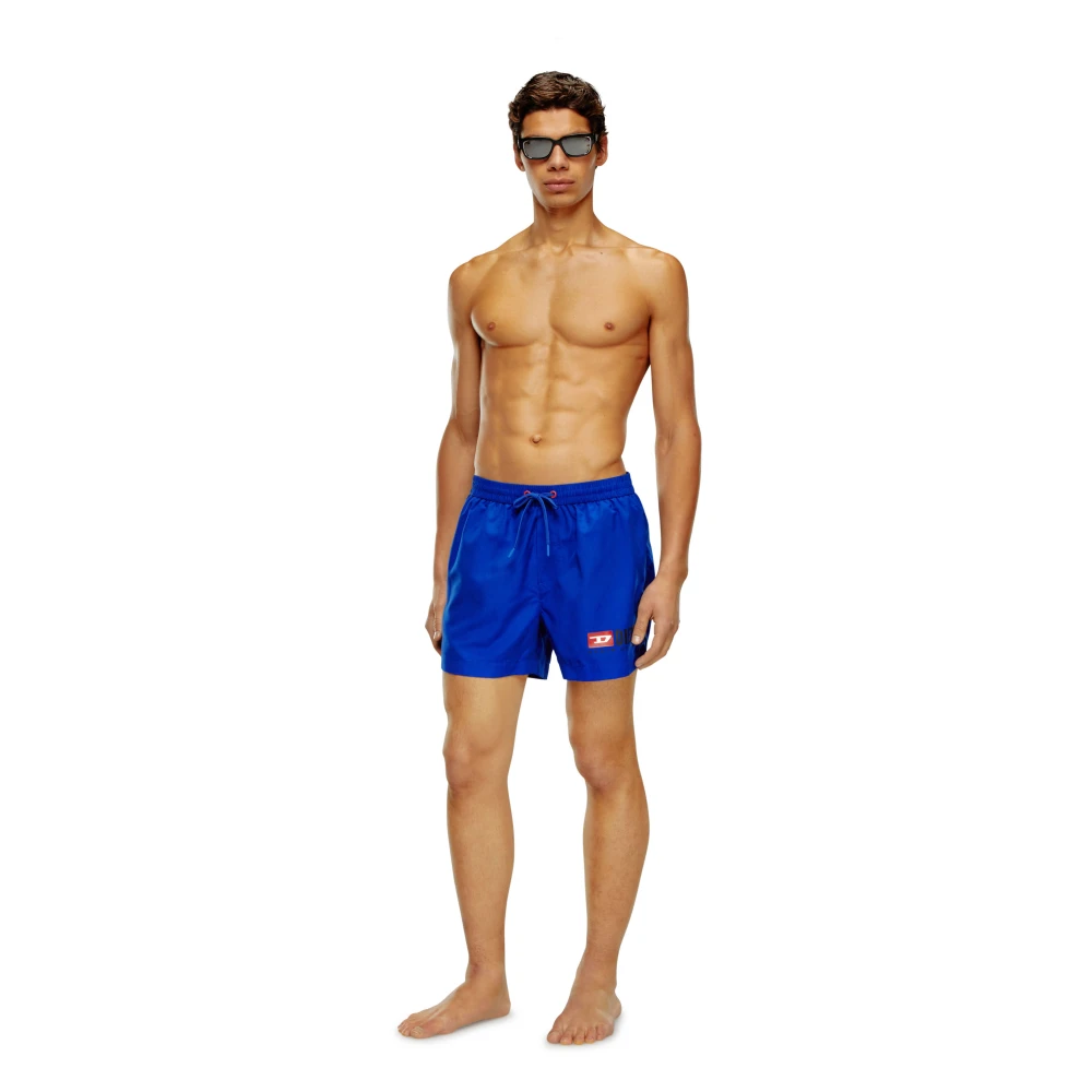 Diesel Mid-length swim shorts with logo print Blue Heren