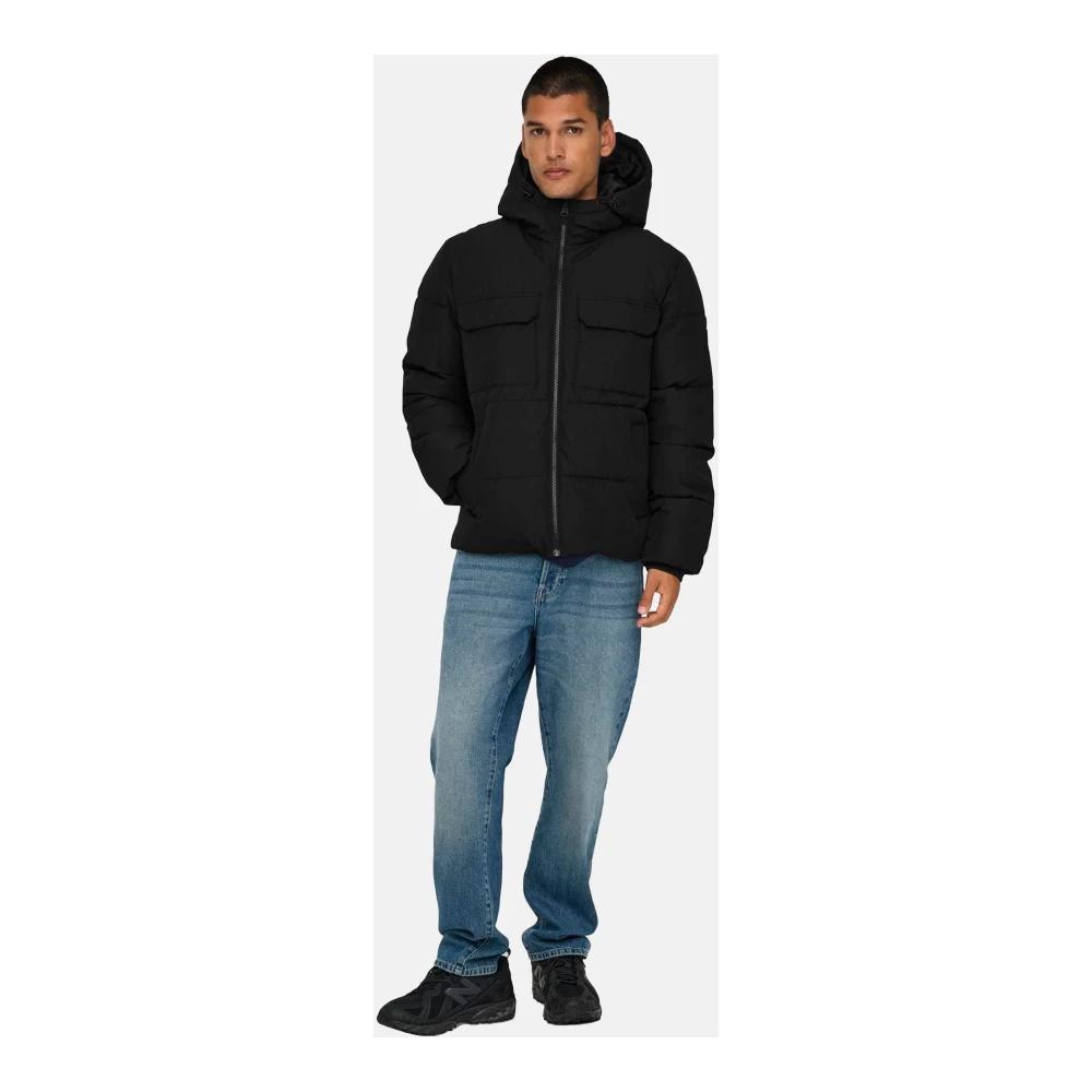 Only & Sons Casual Denim Jack voor Mannen Black Heren